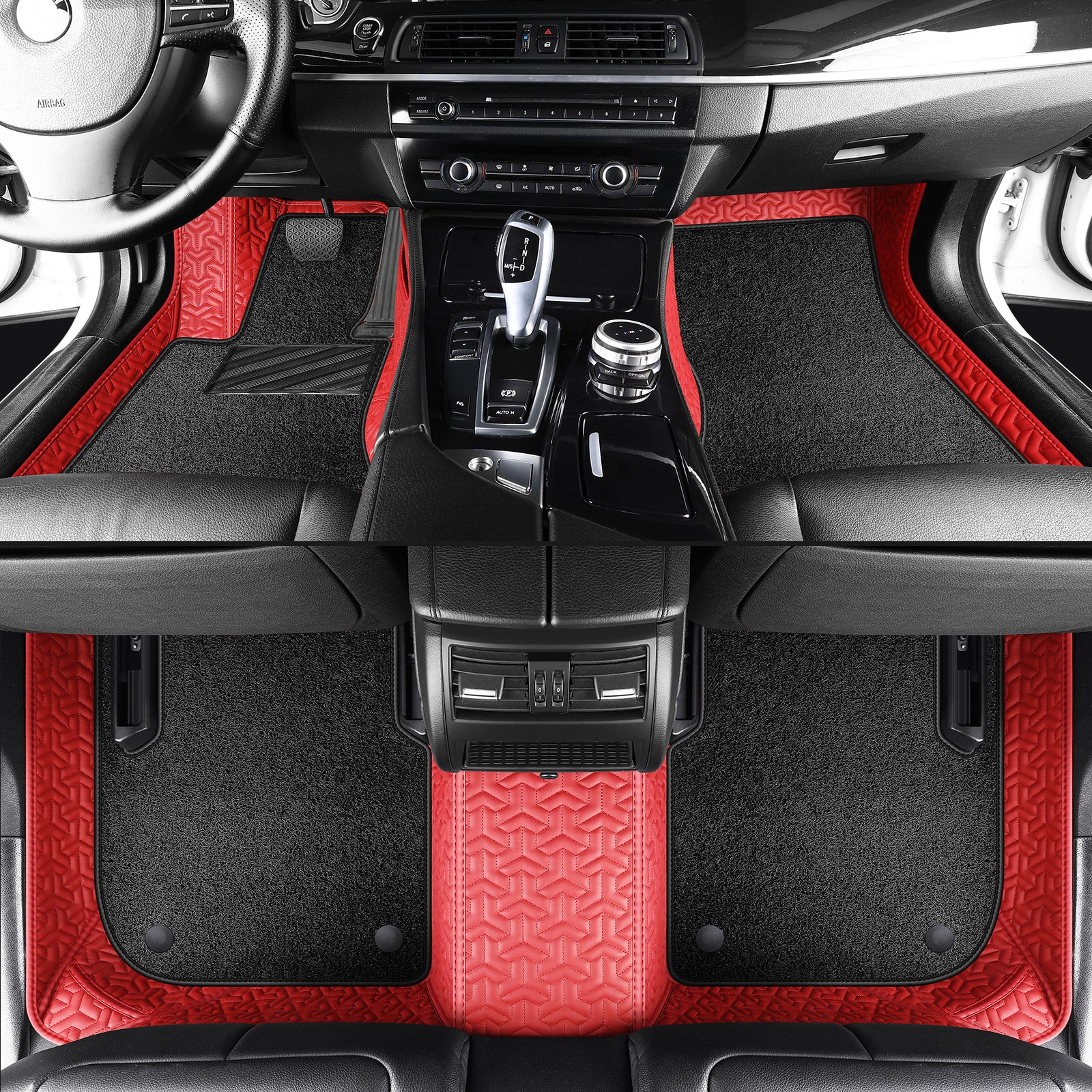 Carmatstech Custom Fit Car Floor Mats – Y-Pattern Leather with Loop Pile Carpet | Waterproof Luxury Interior Liners