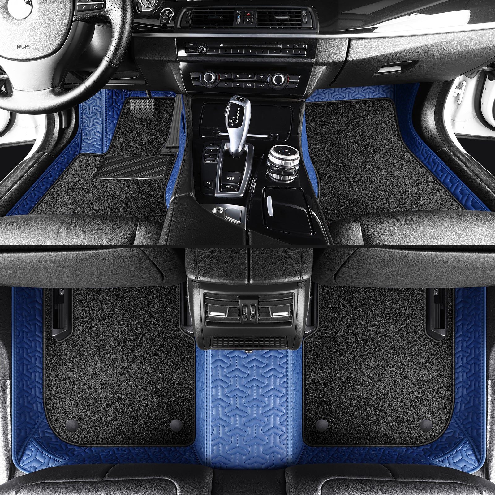 Carmatstech Custom Fit Car Floor Mats – Y-Pattern Leather with Loop Pile Carpet | Waterproof Luxury Interior Liners