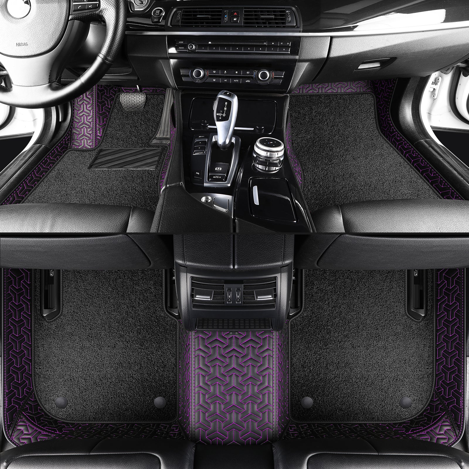 Carmatstech Custom Fit Car Floor Mats – Y-Pattern Leather with Loop Pile Carpet | Waterproof Luxury Interior Liners