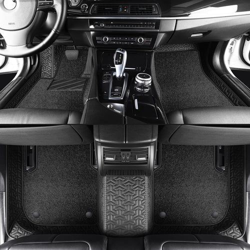 Carmatstech Custom Fit Car Floor Mats – Y-Pattern Leather with Loop Pile Carpet | Waterproof Luxury Interior Liners
