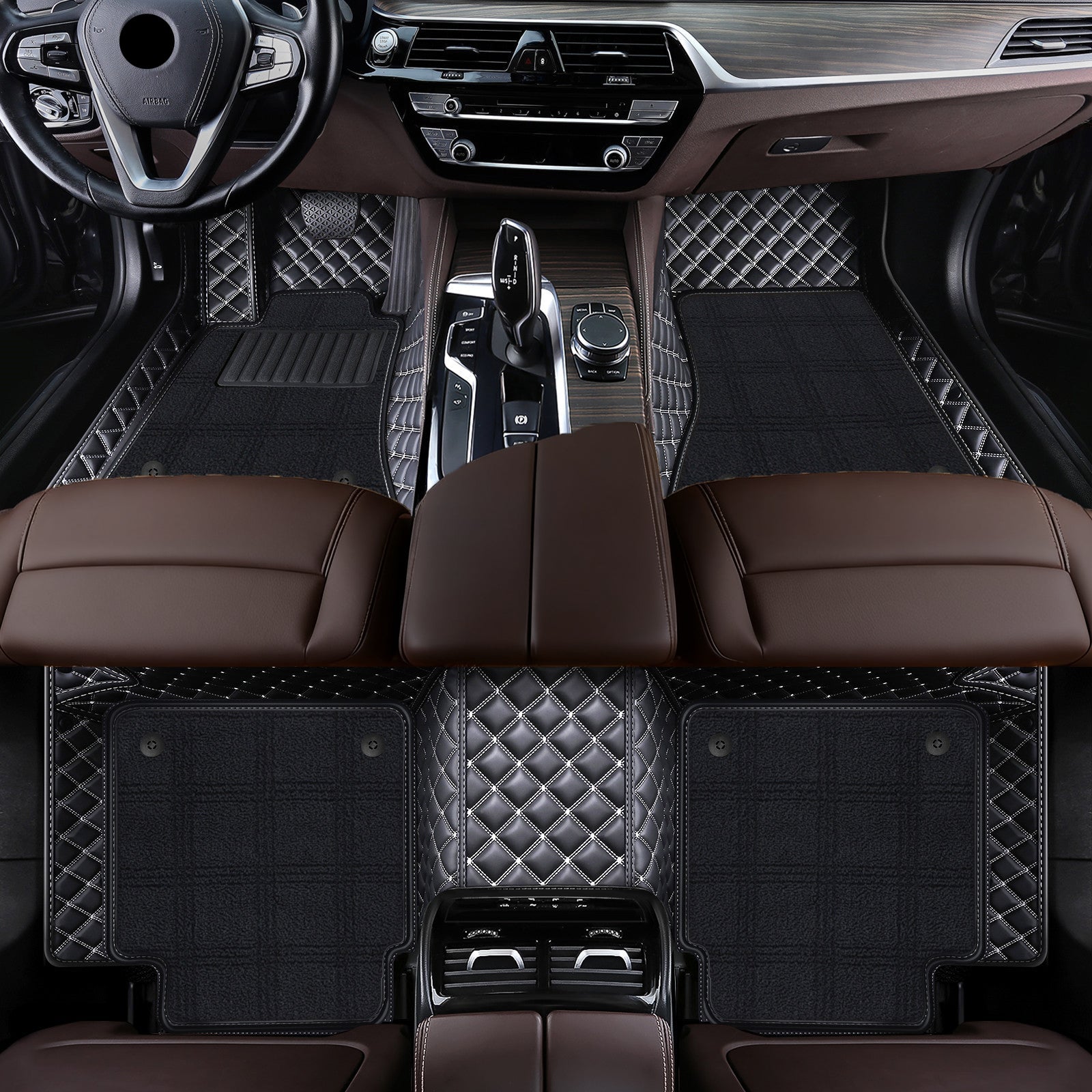 Carmatstech Luxury Custom Fit Car Floor Mats – Full Coverage Leather Liners with Premium Carpet Inserts, Waterproof & Stylish Interior Protection