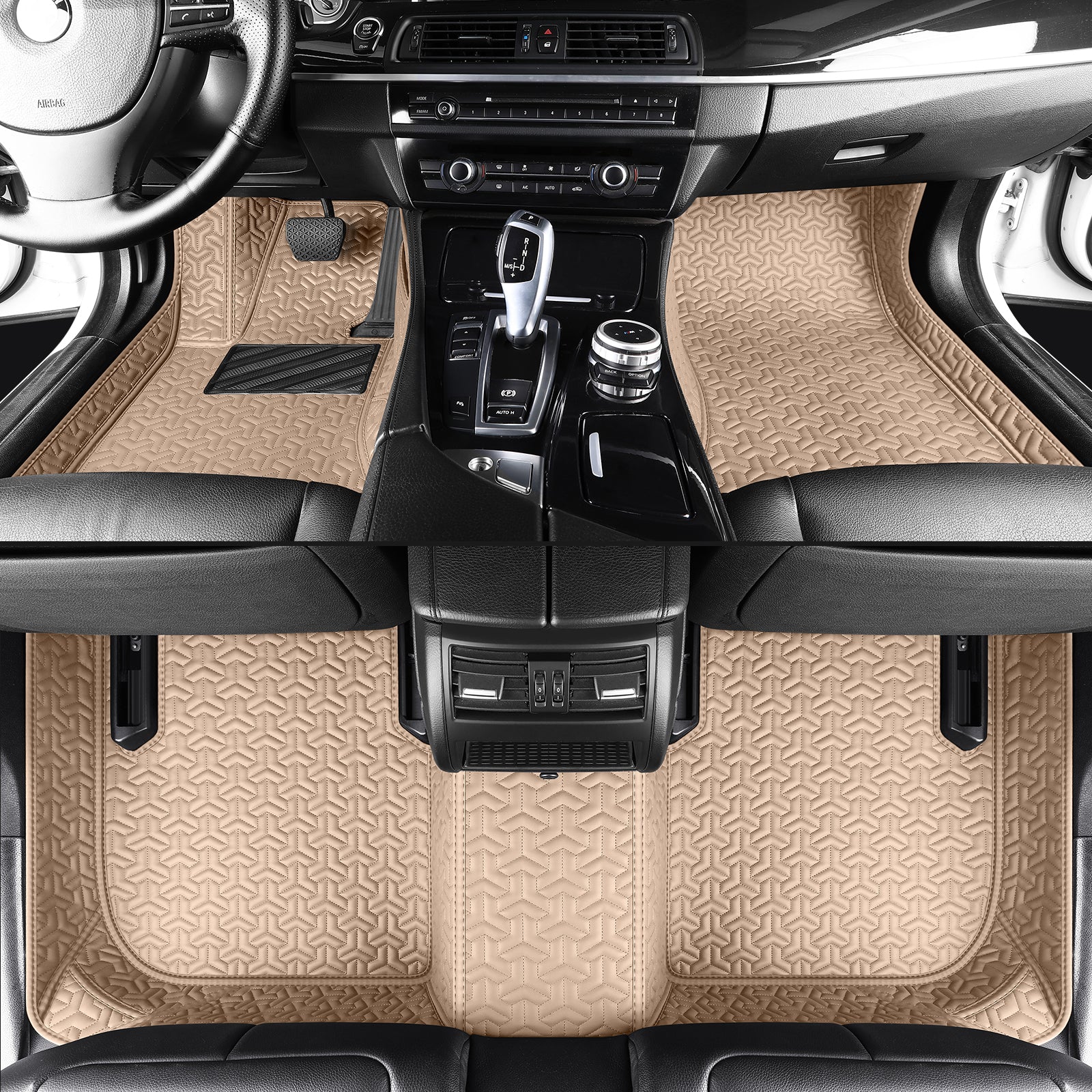 Carmatstech Custom Fit Car Floor Mats – Y-Pattern Texture | Waterproof Leather Liners for Full Vehicle Coverage