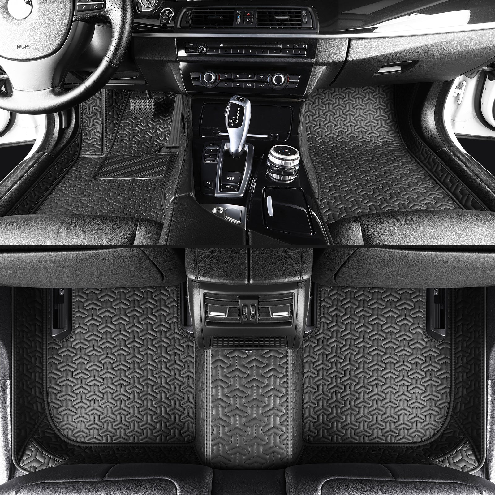 Carmatstech Custom Fit Car Floor Mats – Y-Pattern Texture | Waterproof Leather Liners for Full Vehicle Coverage