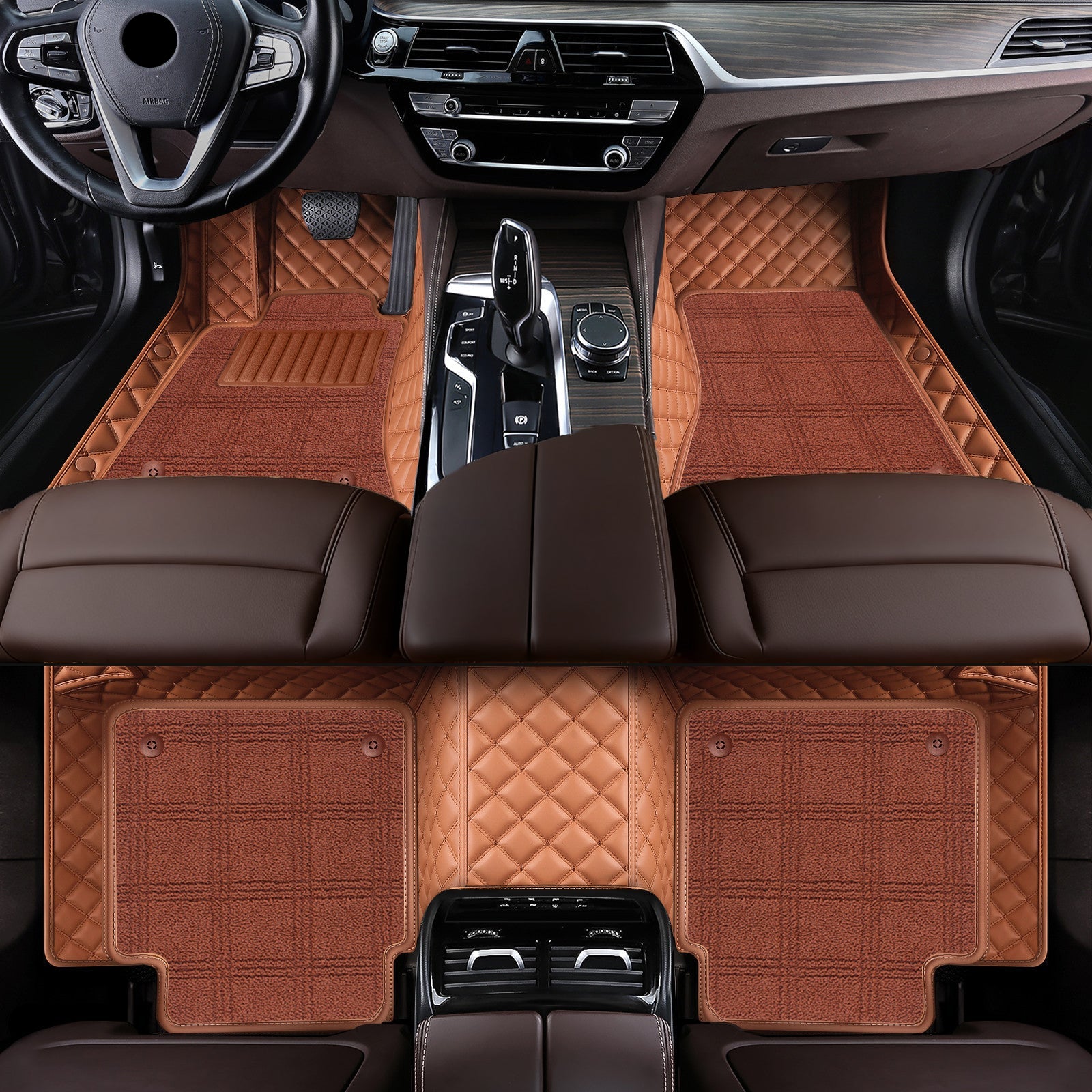 Carmatstech Luxury Custom Fit Car Floor Mats – Full Coverage Leather Liners with Premium Carpet Inserts, Waterproof & Stylish Interior Protection