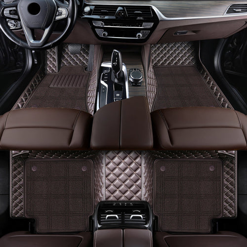 Carmatstech Luxury Custom Fit Car Floor Mats – Full Coverage Leather Liners with Premium Carpet Inserts, Waterproof & Stylish Interior Protection