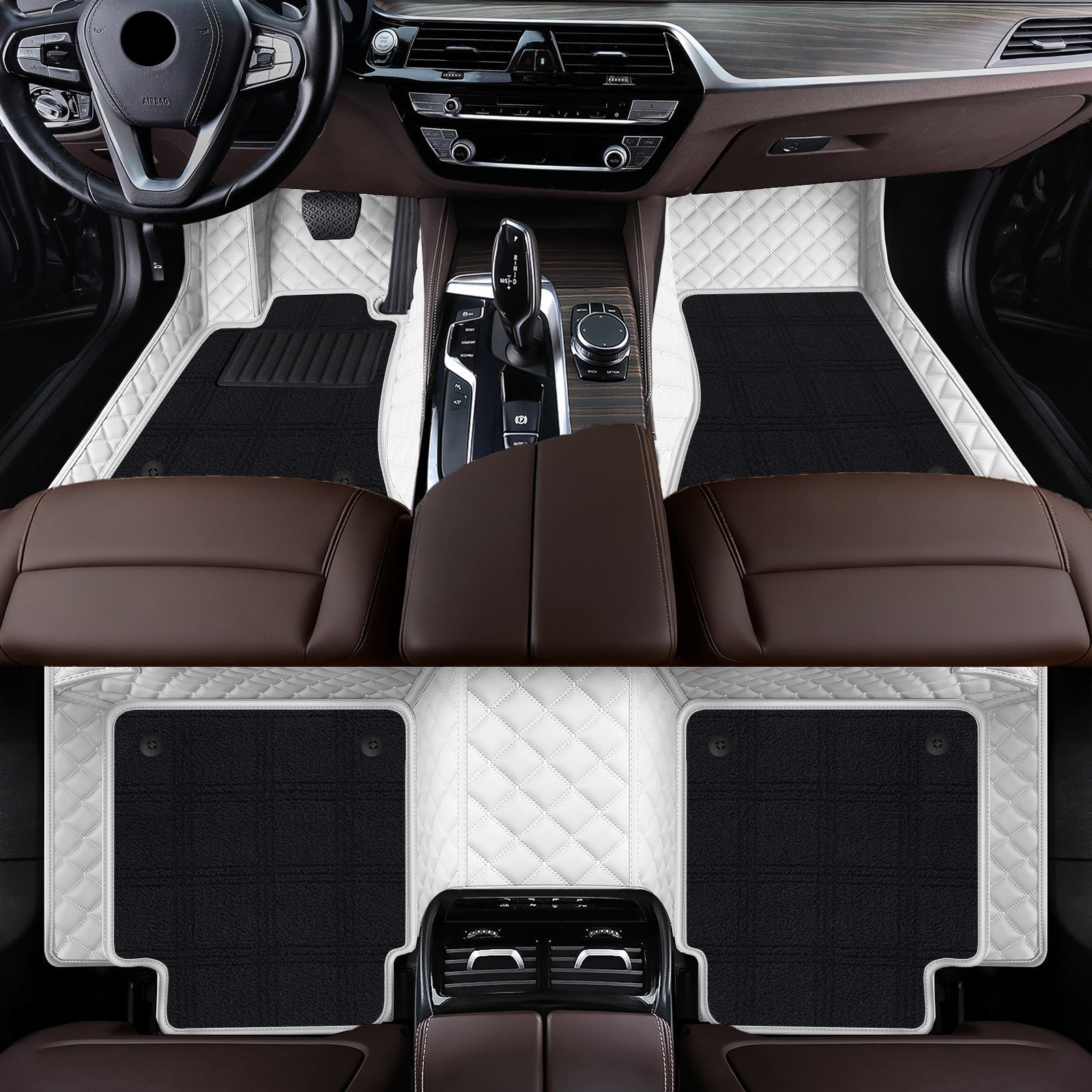 Carmatstech Luxury Custom Fit Car Floor Mats – Full Coverage Leather Liners with Premium Carpet Inserts, Waterproof & Stylish Interior Protection