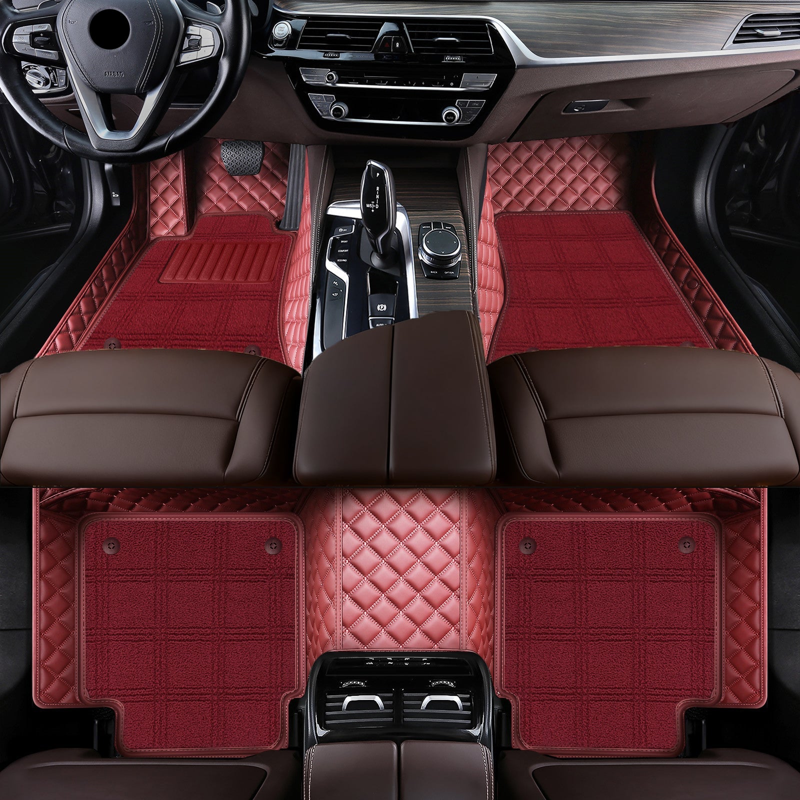 Carmatstech Luxury Custom Fit Car Floor Mats – Full Coverage Leather Liners with Premium Carpet Inserts, Waterproof & Stylish Interior Protection