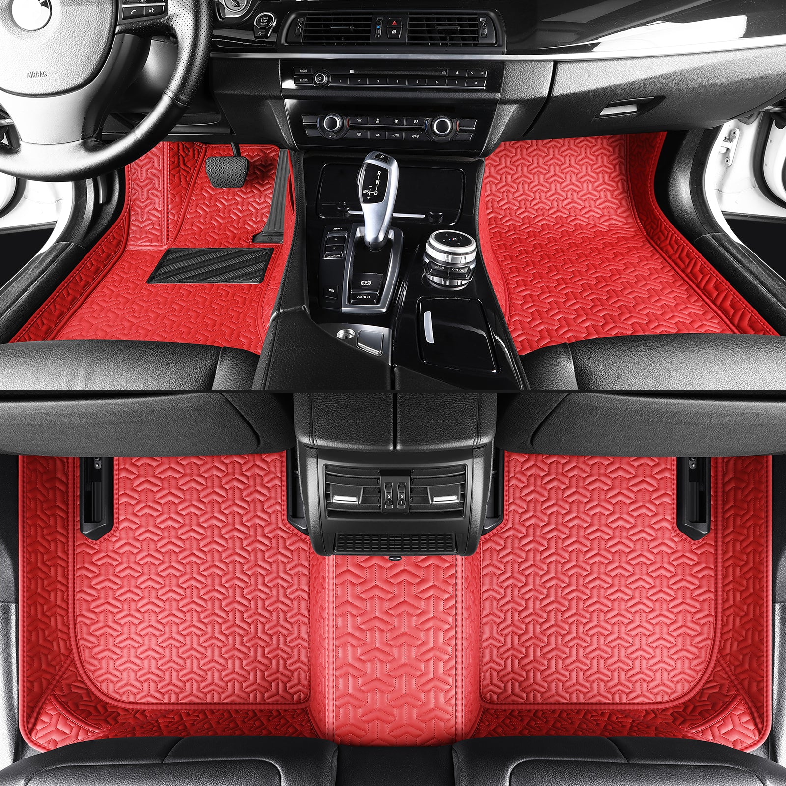 Carmatstech Custom Fit Car Floor Mats – Y-Pattern Texture | Waterproof Leather Liners for Full Vehicle Coverage